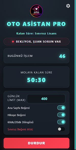 Beğeni Botu Arayüzü